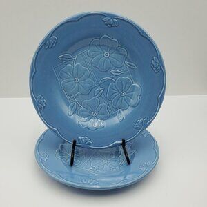 Pfaltzgraff Shelby Round Buffet Plates Embossed Blue Floral Salad Plates